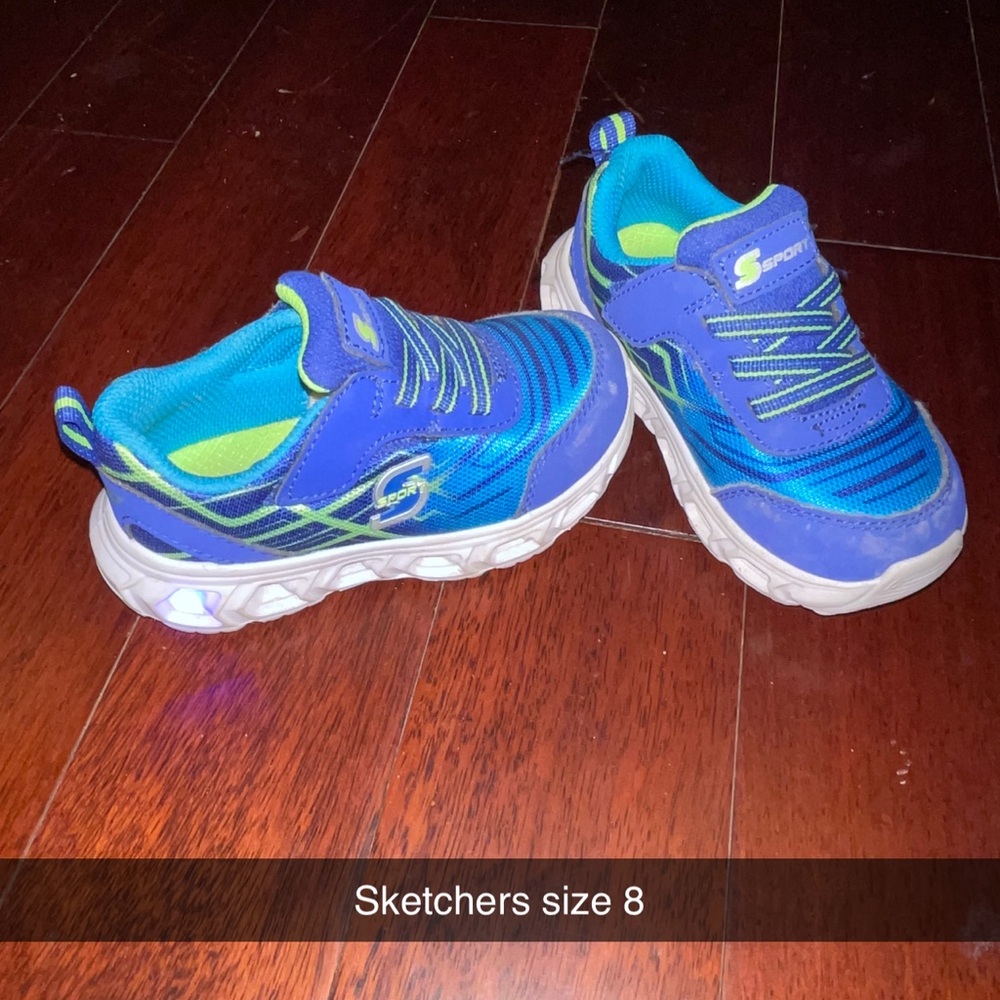 Skechers Kids' Vibrant Blue and Neon Green Sneakers